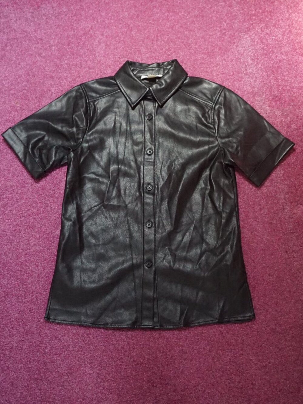 Calvin Klein faux leather button-up top  Best fits women's S (tagged XS)